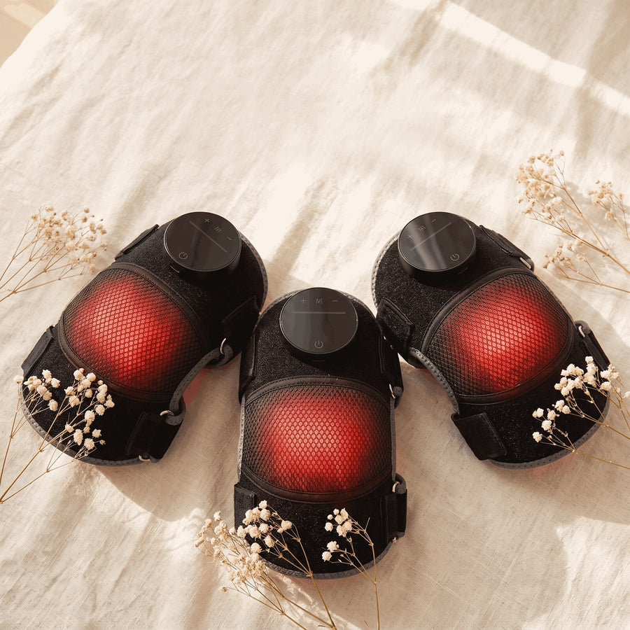 Three Bellrose Warmth Massagers on linen with dried flowers