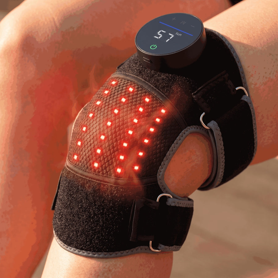 Bellrose knee wrap glowing warm on a knee